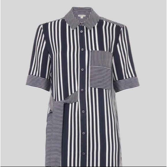 Whistles plain weave, sash, stripes, short sleeves, unlined dress. - Picture 5 of 11